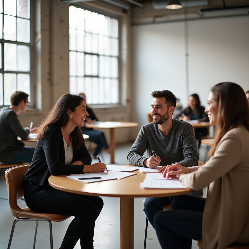 Intensiver Workshop am Wochenende, Teilnehmer arbeiten an Übungen